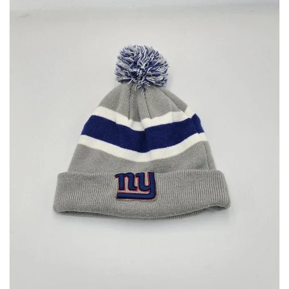 New York Giants Hat Beanie One Size Gray Knit Pom NFL Football - Picture 1 of 6